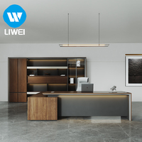 Bureau de direction en bois en forme de L LIWEI avec tiroirs de rangement, personnalisable pour usage commercial