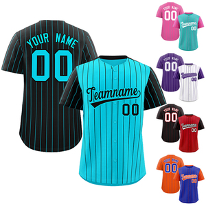 Uniformes de baseball personnalisés respirants 100% polyester, sweat-shirt imprimé numériquement, t-shirt élégant à blocs de couleur, logo et nom brodés - Product Image 1