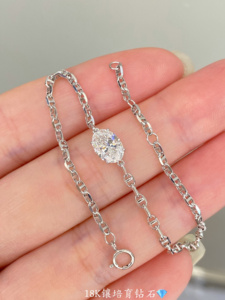 Pulsera Xinfly de Oro Sólido de 18K con Diamante Cultivado en Laboratorio de 1 Quilate, Corte Ovalado, Cadena de Eslabones Mariner Vintage, Pulsera Solitaria con Ancla - Product Image 4