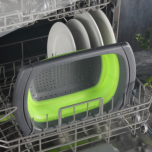 Nhà Bếp Gấp Kính Thiên Văn Silicone <span class=keywords><strong>Colander</strong></span> Rau Nhựa Lọc Rửa Lưu Trữ Bồn Rửa Giỏ Thoát Nước - Product Image 6