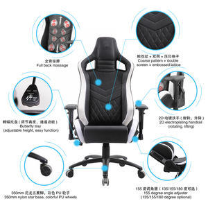 Silla de ordenador de lujo para Gamer, sillón de cuero pu con reposapiés y masaje, escorpión de carreras - Product Image 3