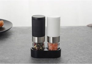 <b>Mini</b> Plastic Dry Spice Mill Set Glass Bottles 2-in-1 Ceramic Core Salt Pepper <b>Grinder</b> Eco-Friendly Rechargeable Battery Powered - Product Image 2