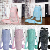 Housse de transport réutilisable en néoprène pour gobelet isotherme 40oz, avec strass tendance, accessoire de bar classique pour bouteille d'eau