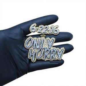 Colgante Personalizado de Plata de Ley con Forma de Letra de 3 Quilates, Chapado en Oro Rosa de 14K, con Dijes de Diamantes para Fiestas - Product Image 1