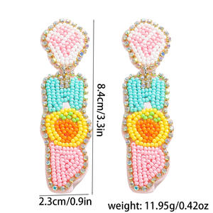 Ohrringe Frauen Luxus Farbe Perlen hand gefertigte Hasen-inspirierte baumeln Ohrringe für Ostern, Frühling und festliche Anlässe und Party - Product Image 2