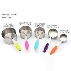 Hot Sale Kitchen Baking Tool 5pcs Nonslip Handle <b>Measuring</b> <b>Spoon</b> Stainless Steel <b>Measuring</b> Cup Set - Product Image 5