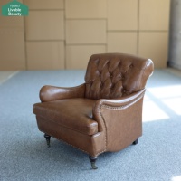 Fauteuil individuel Tiger en cuir véritable ciré à l'huile, style vintage américain, pour salon, villa design, bar à whisky et cigares, café