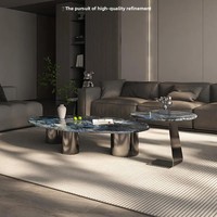Table basse moderne pour salon, en marbre artificiel et structure métallique, style minimaliste italien, table décorative pour la maison ou le bureau