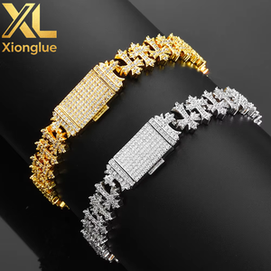 Stylish Flip Cover Cross Maple Leaf Chain Trendy Versatile Zircon Necklace <b>Men</b> High End Jewelry Set - Product Image 1
