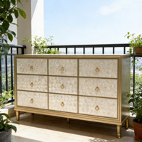 Commode de luxe personnalisée de style européen et américain avec incrustations de nacre et coiffeuse en bois massif pour la décoration de chambre