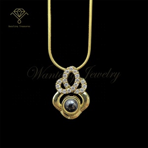 LV021 oro <span class=keywords><strong>Vintage</strong></span> placcato 18K 100 lingue 'ti <span class=keywords><strong>Love</strong></span> 'ciondolo con ciondolo moda in acciaio inossidabile alla moda - Product Image 3