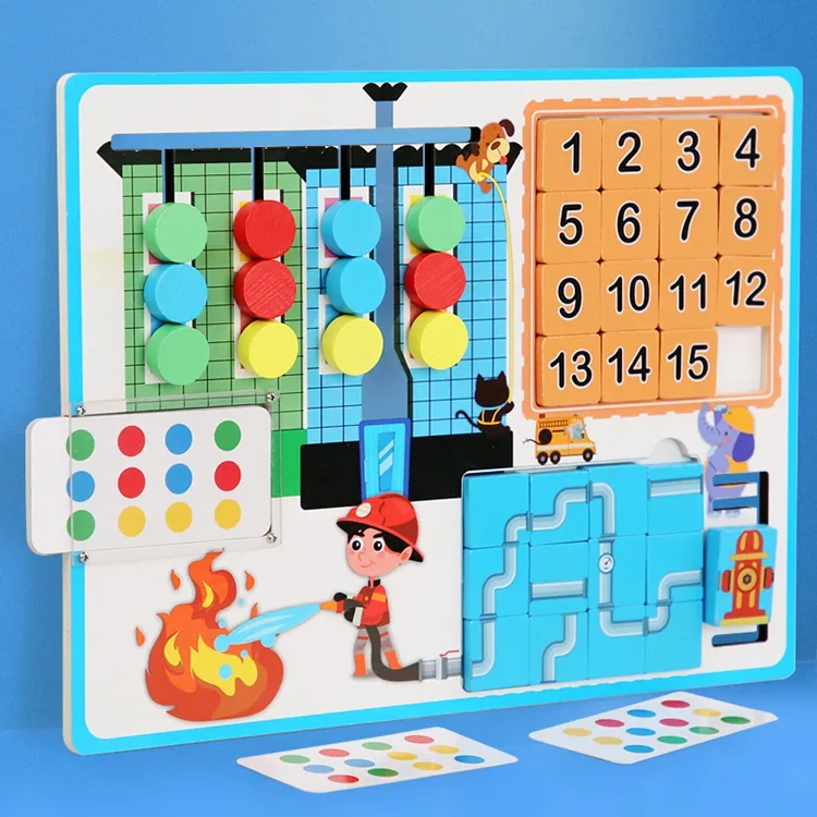 Kinder Vorschule Lernspiel zeug Color Matching Logic Game 3 IN 1 Wooden Four Color Game