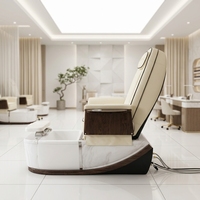 Spa pour les ongles professionnel de luxe européen unique, pédicure, bain à remous électrique, acier inoxydable, massage des pieds réglable en verre/plastique