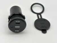 Prise rapide double USB-C PD 60W 12V/24V avec couvercle étanche pour montage sur panneau de voiture, bateau, camping-car, moto