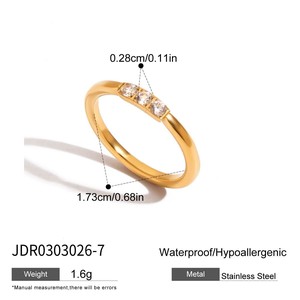 Stainless Steel 18K PVD Plating Tennis <b>Ring</b> Cubic Zircon Adjustable Open <b>Finger</b> <b>Rings</b> for Girls - Product Image 3