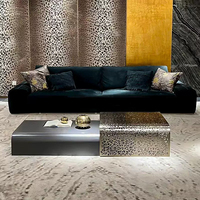Ensemble de tables basses en verre trempé de luxe italien pour salon de villa moderne haut de gamme