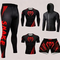 Ensemble de tenue d'entraînement Venom UFC pour hommes et femmes, haut et pantalon ajustés à séchage rapide, 5 pièces, vêtements de sport Muay Thai pour adultes