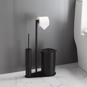 Porte-papier hygiénique multifonctionnel en acier inoxydable 304 <span class=keywords><strong>Brosse</strong></span> <span class=keywords><strong>de</strong></span> <span class=keywords><strong>toilette</strong></span> noire avec bac à poussière - Product Image 1