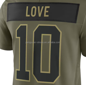 Listo para enviar Love #10 Olive 2025 Salute to Service <span class=keywords><strong>Jersey</strong></span> de fútbol americano cosido de la mejor calidad - Product Image 1