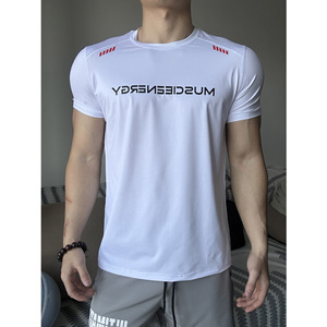 Fitness Wear Quick Dry Gym Clothes for Men Sportswear Men Workout Shirt Gym <b>Tshirt</b> <b>Polyester</b> Elastic Sports T-shirts - Product Image 4