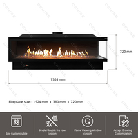 Foyer à gaz à flamme transparente à double rangée CRUISE 915x483x534mm télécommande électrique intégrée intelligente voir décoration de feu