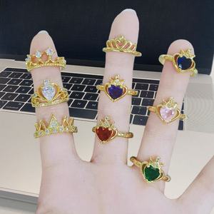 RM1521 Delicato <span class=keywords><strong>Anello</strong></span> Promessa a Forma di Cuore con <span class=keywords><strong>Tiara</strong></span> Principessa in Zirconia Cubica Placcato Oro 18K per Donne - Product Image 3