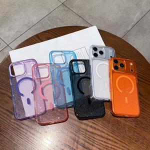 <span class=keywords><strong>Funda</strong></span> Magnética con Brillantina para <span class=keywords><strong>iPhone</strong></span> 17 16 15 <span class=keywords><strong>14</strong></span> 13 12 Pro Max, Marco Metálico para Lente, Cubierta Transparente de Acrílico - Product Image 2