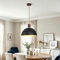 Lampe suspendue industrielle en fer et bois, luminaire moderne en bois massif, lampe suspendue