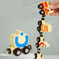 Ensemble de train en bois, jouet de train magnétique, jouet de train magnétique avec alphabet russe pour enfants