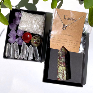 Gran oferta de piedras curativas espirituales, esfera de <span class=keywords><strong>torre</strong></span> de cuarzo de sangre de dragón natural + 7 piezas de fragmento de cuarzo + 7 piezas de flor de amatista Tauro - Product Image 2