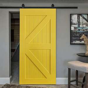 Heavy Duty Industrial Steel Double Steel Roller Guide Sliding System Barn Door Hardware Kit <b>Set</b> for Bathroom Bedroom <b>Screw</b> - Product Image 2