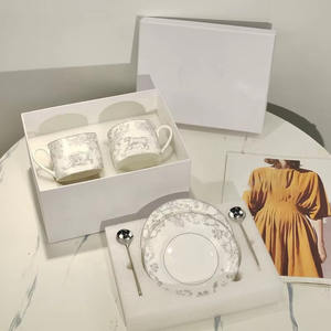 Ensemble de tasse et soucoupe en céramique de luxe occidental, tasse de voyage, design moderne, thé de l'après-midi, tasse à café turque, ensemble à café animal - Product Image 5