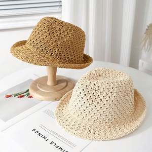 Chapeau d'été rétro artistique japonais pour femme, chapeau de jazz tricoté respirant, chapeau décontracté en paille de papier pour homme pour l'extérieur - Product Image 4