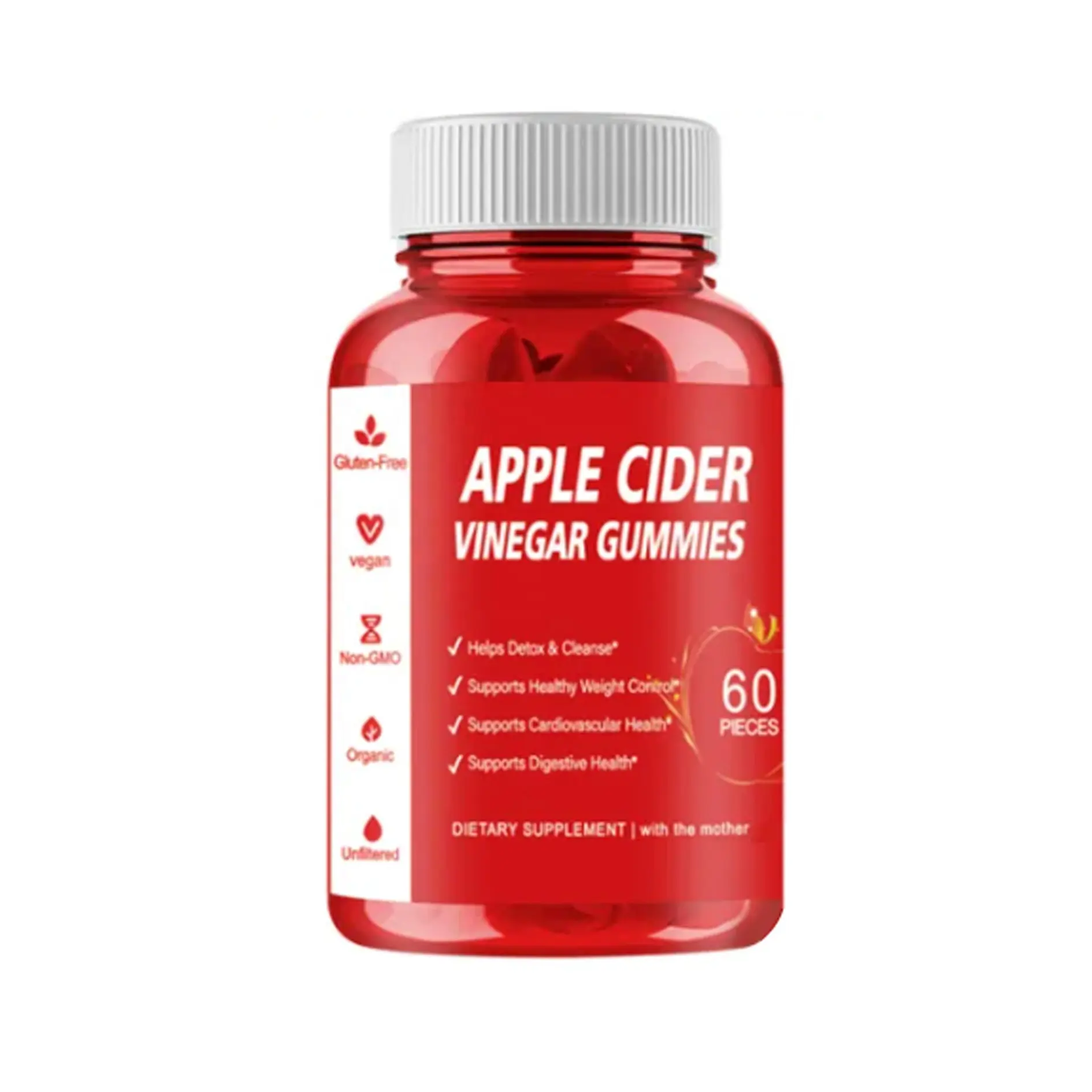 Keto cuka Apel Gummies organik Sugarfree penurunan berat badan cuka sari apel