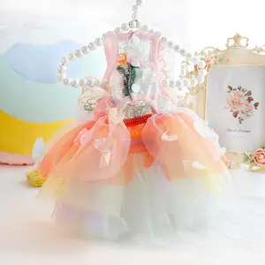 夏の薄いかわいいペットの妖精のドレス魔法の蝶の翼犬のプリンセススカート犬の服