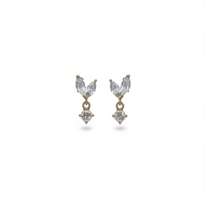 Orecchini Pendenti E1998 in Oro Bianco con Cristalli e Strass, Design ad Ali con Montatura a Griffe, Classici da Donna per Uso Quotidiano - Product Image 1