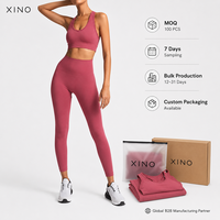 Ensemble de yoga pour femme avec logo personnalisé OEM, soutien-gorge de sport dos nageur à maintien moyen et leggings d'entraînement taille haute à effet ventre plat