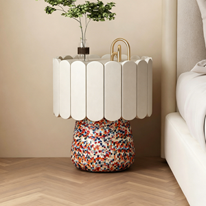 French Cream Style Luxury Solid Wood Nightstand Creative Design Bedroom <strong>Storage</strong> <strong>End</strong> <strong>Table</strong> - Product Image 1