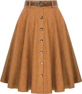 Jupe plissée Maxi de taille haute personnalisée pour femmes, couleur unie, design de mode, style décontracté avec décoration de ceinture - Product Image 4