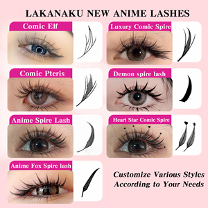 Lakanaku Cashmere Lông Lash Mở Rộng Nguồn Cung Cấp Mới Anime Tháp Ngọn Đóm Premade Lông Mi Người Hâm Mộ Bán Buôn Truyện Tranh Ngọn Đẳng Lash Khay - Product Image 5