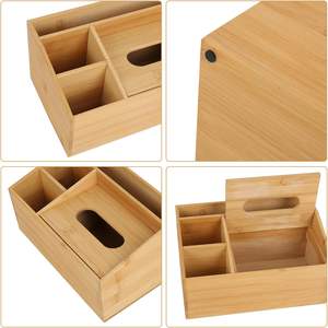 Vente en gros Boîte à mouchoirs en bambou Porte-serviettes en bois Organisateur en lin avec design fantaisie vintage Utilisation dans la <span class=keywords><strong>cuisine</strong></span> Formes carrées disponibles - Product Image 3