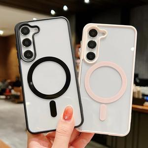 Per <span class=keywords><strong>Samsung</strong></span> <span class=keywords><strong>S22</strong></span> S23 S24 S25 Edge Suchtion cassa del telefono trasparente magnetico del telefono per <span class=keywords><strong>Samsung</strong></span> A15 A16 A35 A36 A55 A56 - Product Image 1