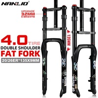 Fourche à double suspension pour pneus larges 20/26x4.0 pouces, suspension pneumatique, tube de 34 mm, largeur de moyeu de 135 mm pour VTT électrique