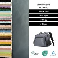 Tissu sergé léger 100 % nylon 100D*200D enduit PU, résistant aux déchirures, coupe-vent et hydrofuge pour sacs de voyage et articles d'extérieur