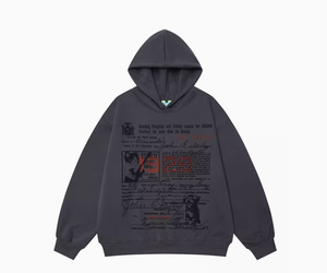 Streetlux American Vintage Monogram Print Sudadera con capucha Oversize High Street Coat para hombres y mujeres - Product Image 2