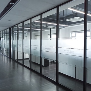 Cloisons de bureau modernes de luxe, pleine hauteur, fixation par pince, verre trempé 10 mm/12 mm, invisibles, à absorption acoustique, pour école, hôpital - Product Image 3