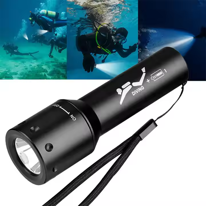 High Quality Diving Light Deep Sea Scuba Diving Flashlight T6 LED Diving Flashlight Underwater 20m Safety Rotary Switch