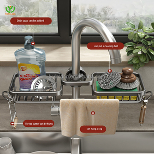YL Không Gian Nhà Bếp Nhôm Bồn Rửa Cống Giá Miếng Bọt Biển Lưu Trữ Vòi Nước Chủ Over Vòi Nước Xà Phòng Drainer Kệ Giỏ Tổ Chức - Product Image 5