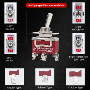 125V 20A SPDT 3 bornes verrouillage interrupteur à bascule ON-OFF-ON montage sur panneau pour <span class=keywords><strong>bateau</strong></span> en métal équipement électrique en plastique - Product Image 2