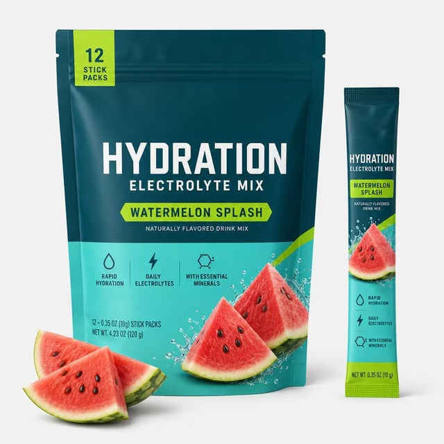 Vegan Electrolytic Hydration Powder Drink Pack Watermelon Flavored Multivitamin Sport Nutritional Supplement for Adults